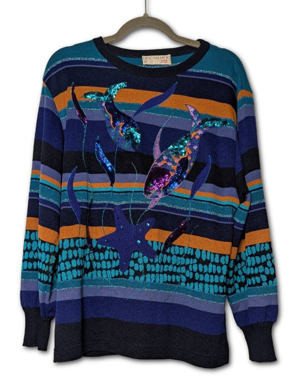 1980s vintage Dino Valiano mermaid sweater, size D40/US size 10